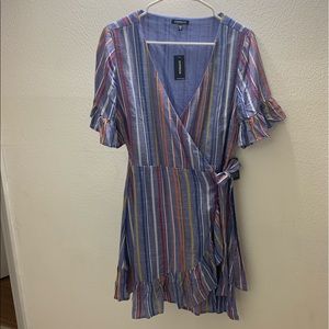Express Stripe Wrap Dress